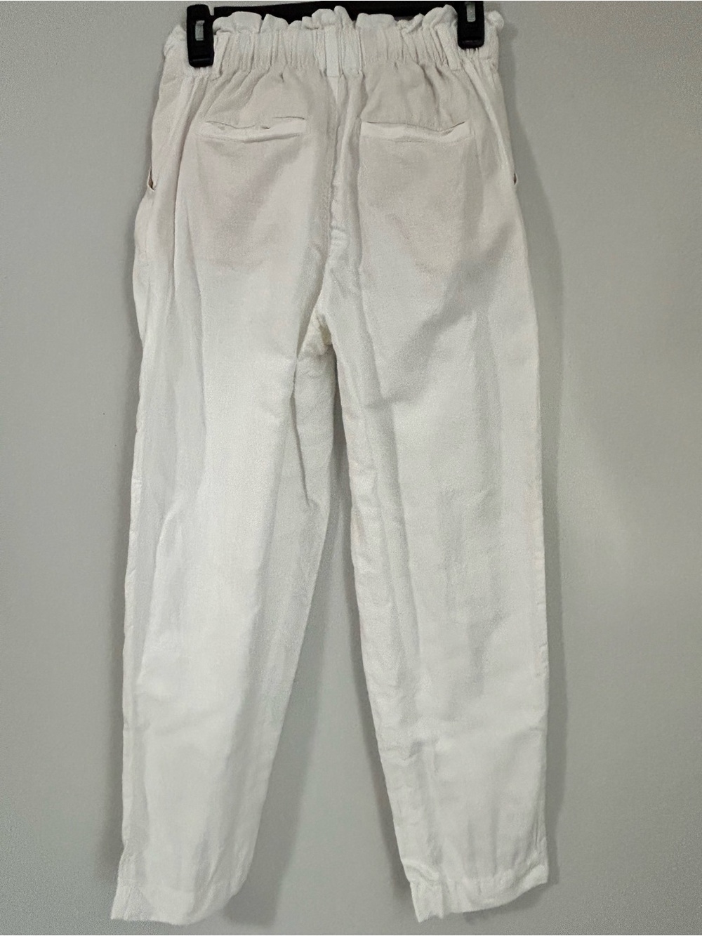 LOFT White Linen-Blend Pleated Paperbag Waist Tapered Pants Size XS - Picture 13 of 13